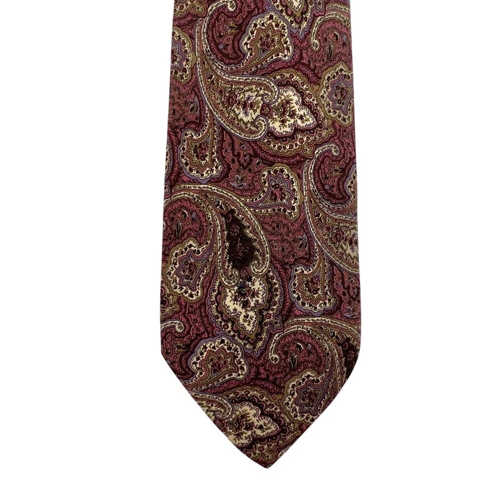 Valentino Paisley Silk Tie Vintage Pink Brown Necktie
